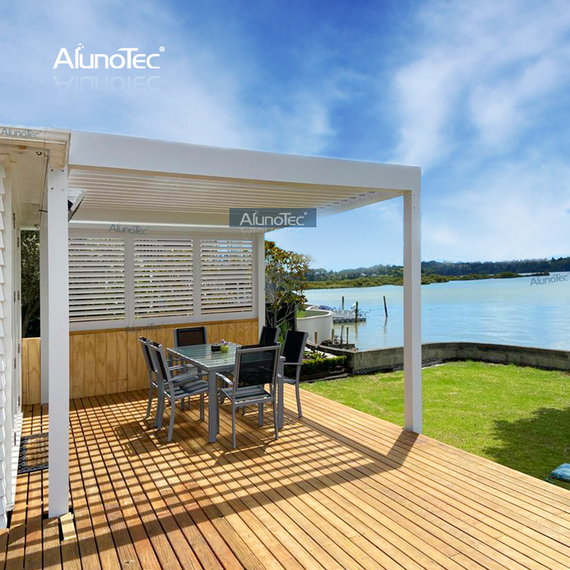 AlunoTec wasserdichte Aluminium-Markise, verstellbare Garten-Pergolen-Dachabdeckung mit Markisen