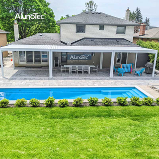  3x4m 6x4m motorisierte grau-weiße Pergola für Schwimmbad
