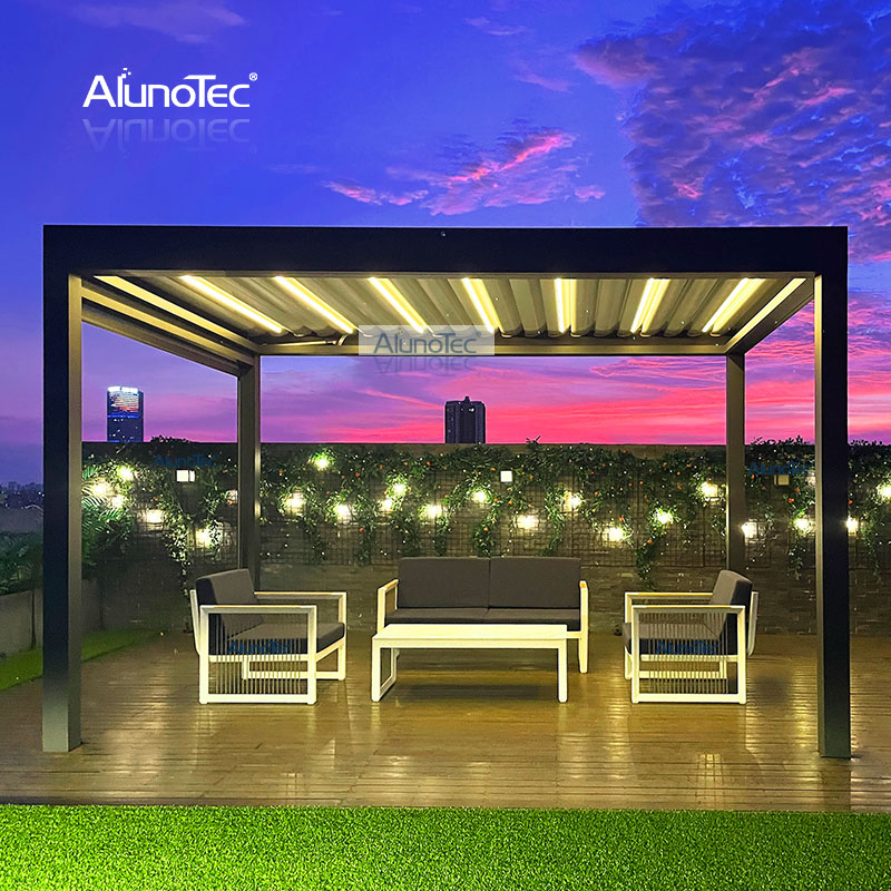 AlunoTec Pergola Weiß Freistehender Pavillon Manuelles Lamellendach Versand in die USA Preis