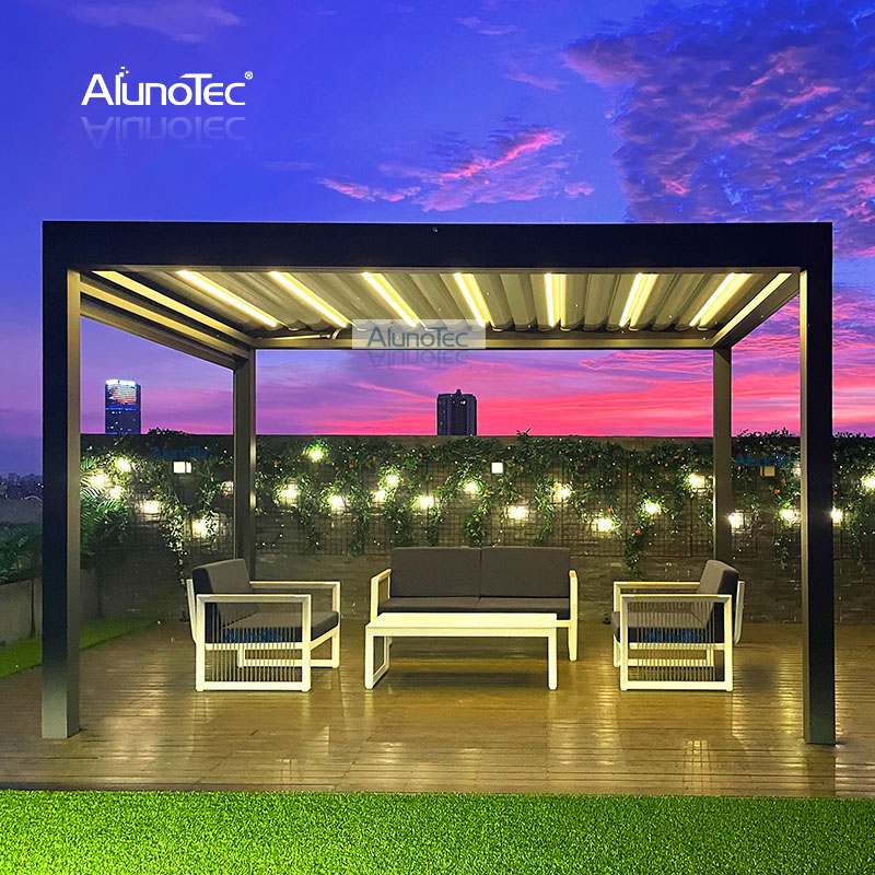 AlunoTec Pergola Weiß Freistehender Pavillon Manuelles Lamellendach Versand in die USA Preis
