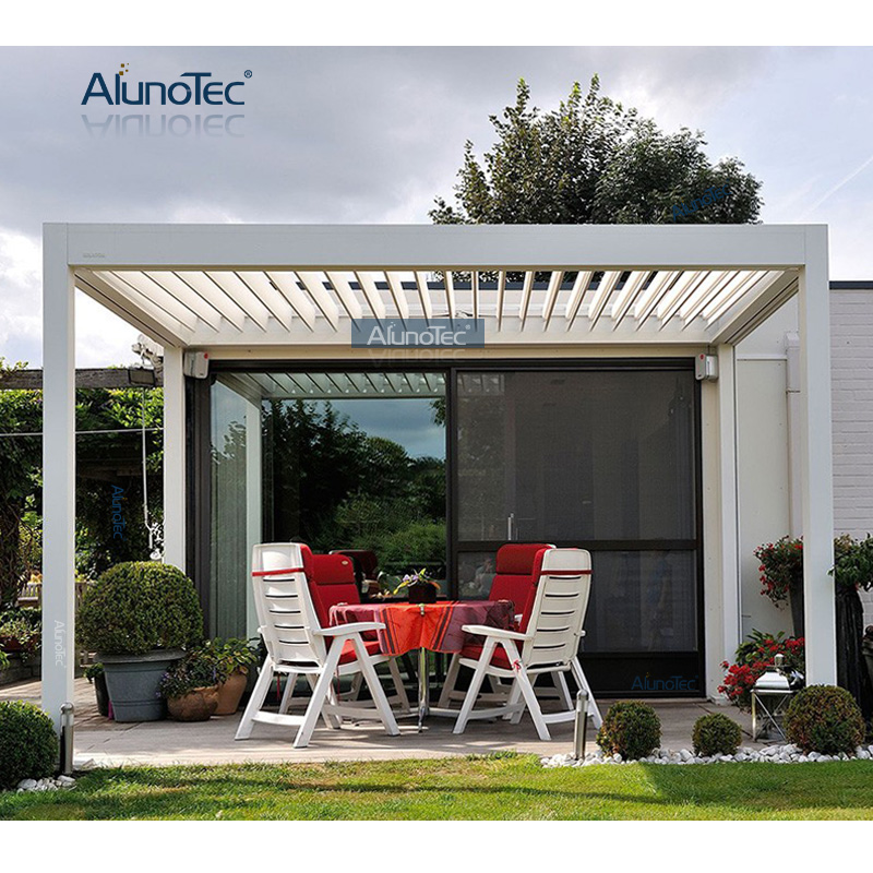 Motorisierte Markise, Faltpavillon, Lamellendach-Pergola mit LED-Leuchten