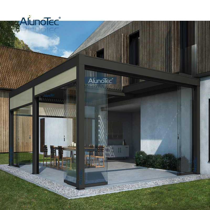 AlunoTec Wandmontage, freistehend, 6 m x 4 m, Höhe 3 m, motorisierte A-Pergola, Preis für Großbritannien 