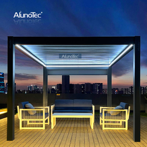 AlunoTec Garden Aluminium Outdoor 3x3m Lamellendach Wasserdichte Terrasse Pergola mit manueller Steuerung 
