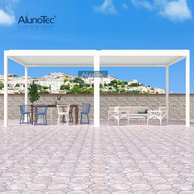 AlunoTec Markise, Lamellendach, motorisierter Pavillon, wasserdichte Gartenpergola für den Außenbereich