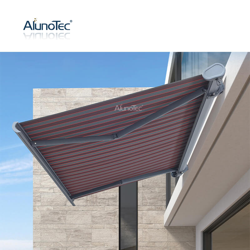 Sonnenschutz für den Außenbereich, motorisierte Terrassenabdeckung, Überdachung, Pergola, Aluminium, wasserdichter Pavillon, faltbares Dach, einziehbare Markise mit voller Kassette 