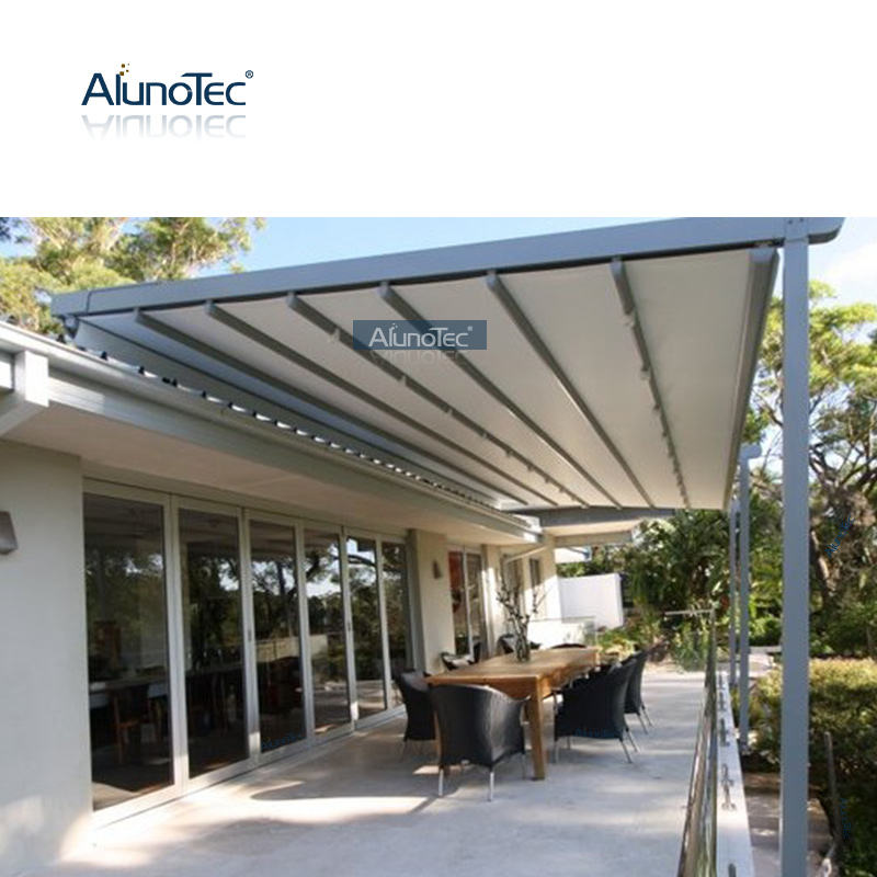 Garten-Aluminium-Klappdach, einziehbare, elektrische, wasserdichte Terrassenpavillon-Pergola-Markise