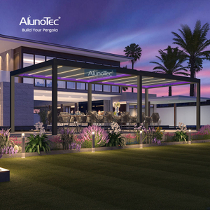 AlunoTec Pergo-Lux 20 Fuß x 15 Fuß, schwarze Pergola mit seitlichem Sonnenschutz