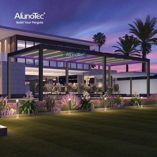 AlunoTec Pergo-Lux 20 Fuß x 15 Fuß, schwarze Pergola mit seitlichem Sonnenschutz