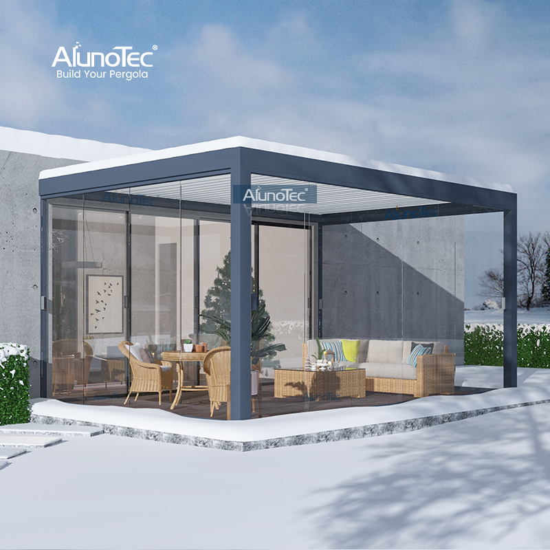 6x4m 20x45ft Hochleistungs-Lamellenpergola aus Aluminium mit Pulverbeschichtung und Entwässerungssystem