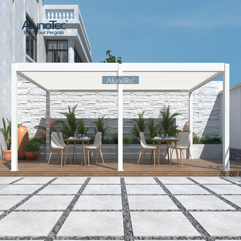 Gartenpavillon, regensicher, manuell, Lamellendach, Pergola, Aluminium, für Restaurant im Freien