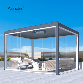 AlunoTec Großhandel mit wasserdichtem 3x4-Aluminium-Pavillon, Lamellendach, freistehender Terrassenüberdachung, Gartenpergola 