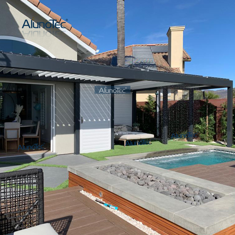 AlunoTec Wandmontage, freistehend, 6 m x 4 m, Höhe 3 m, motorisierte A-Pergola, Preis für Großbritannien 