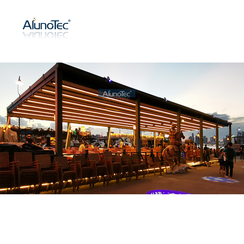Garten-Aluminium-Klappdach, einziehbare, elektrische, wasserdichte Terrassenpavillon-Pergola-Markise