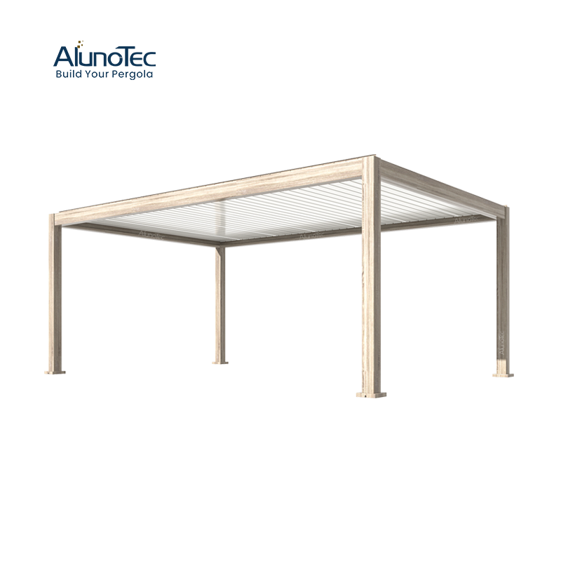  Neu eingetroffen von AlunoTec, 4 x 6 m, nur 4 Pfosten, bioklimatische elektrische Außenjalousien, Flächenstruktur, Pergola