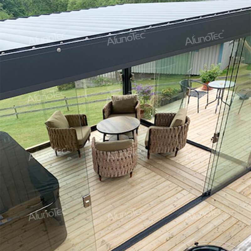 Wasserdichtes motorisiertes Pergola-Pavillonzelt für den Außenbereich mit Reißverschlussschirmen