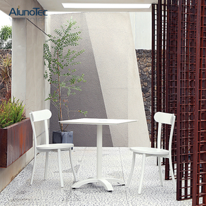 Outdoor-Aluminium-Hotel-Patio-Garten-Kaffeemöbel-Set, weißes Stuhl- und Tischset
