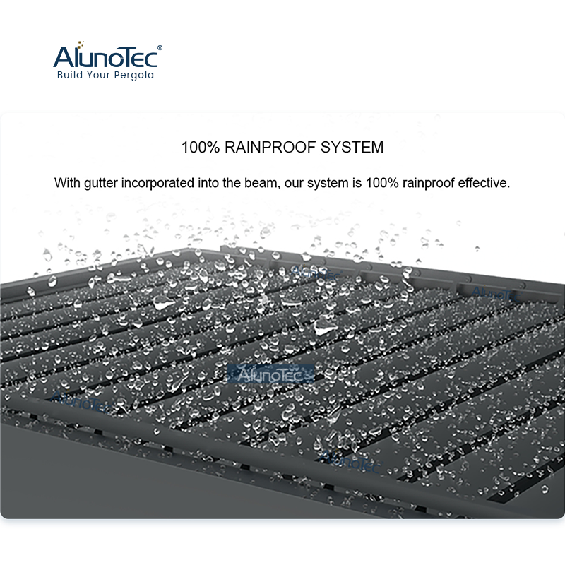 AlunoTec Smart Regenschutzdach Winterfestes System Aluminium-Lamellenpergola mit Heizung
