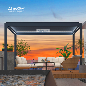 AlunoTec Pergo-X Garten-Aluminiumprofile, manuelle Lamellendachbedienung, wasserdichte Pergola für den Außenbereich