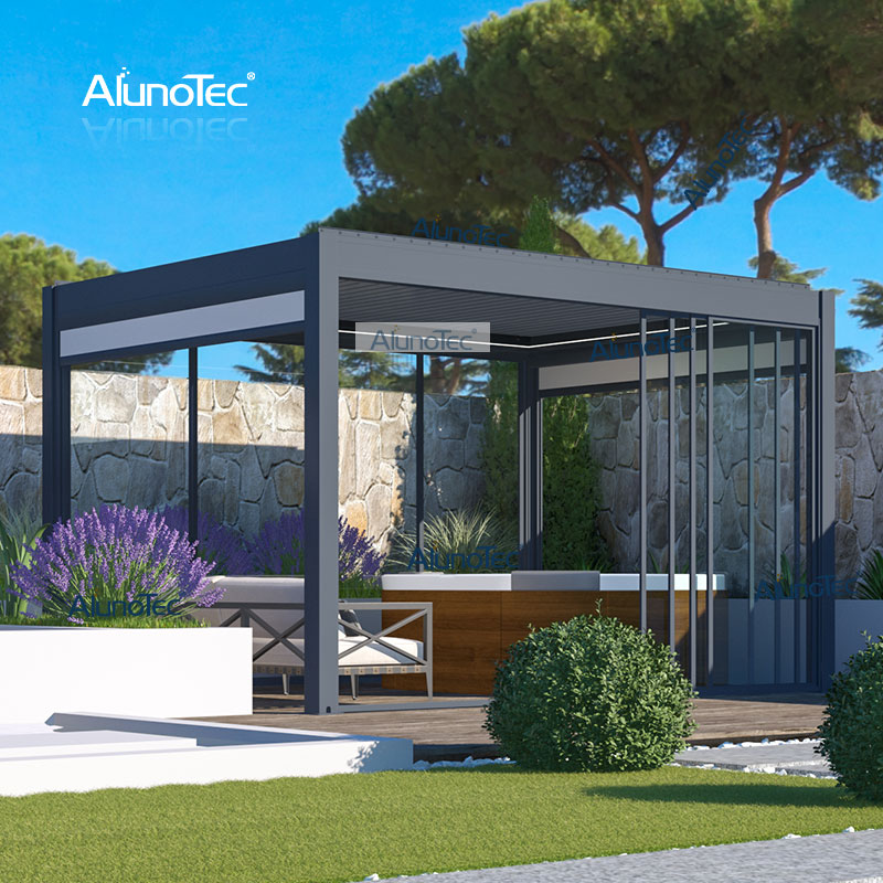 AlunoTec 4 x 4 PergoEco Messgerät, manuelle Lamellen, Pergola für Spa im Freien