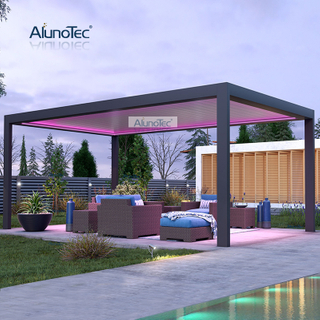 AlunoTec Markise, Lamellendach, motorisierter Pavillon, wasserdichte Gartenpergola für den Außenbereich