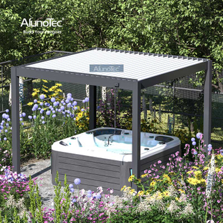 AlunoTec 4 x 4 PergoEco Messgerät, manuelle Lamellen, Pergola für Spa im Freien