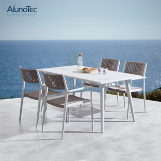 Gartenmöbel-Set für den Außenbereich, Terrasse, 4 Sitzplätze, Esstisch und Stuhl-Set