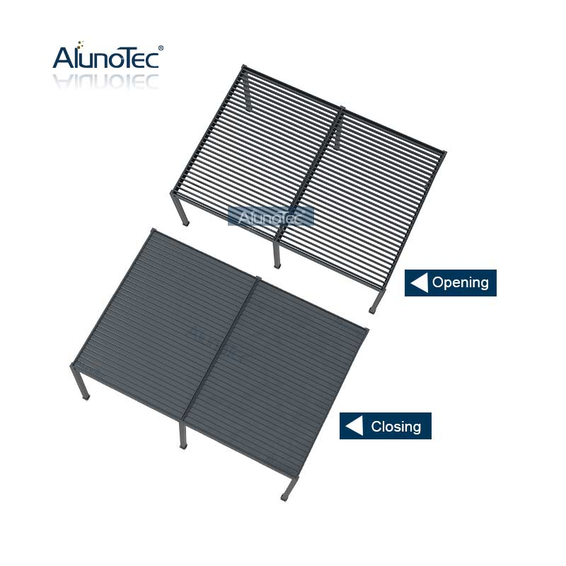 AlunoTec Factory Direct Price Motorisierte/manuell bedienbare Aluminium-Lamellendach-Gartenpavillon, wasserdichte Outdoor-Pergola 