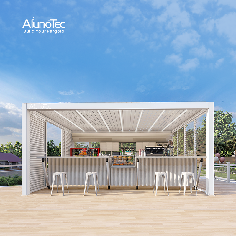 AlunoTec Heavy Duty Lux freistehende manuelle 3M x 4M grau-weiße Pergola zum Preis