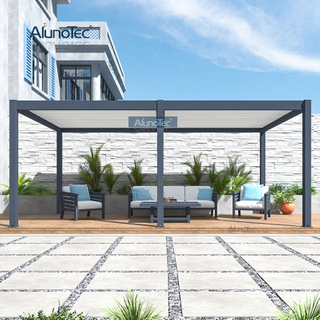 AlunoTec manuell zu öffnende Dach-Aluminium-Lamellen-Pergola mit Kurbel für den Garten
