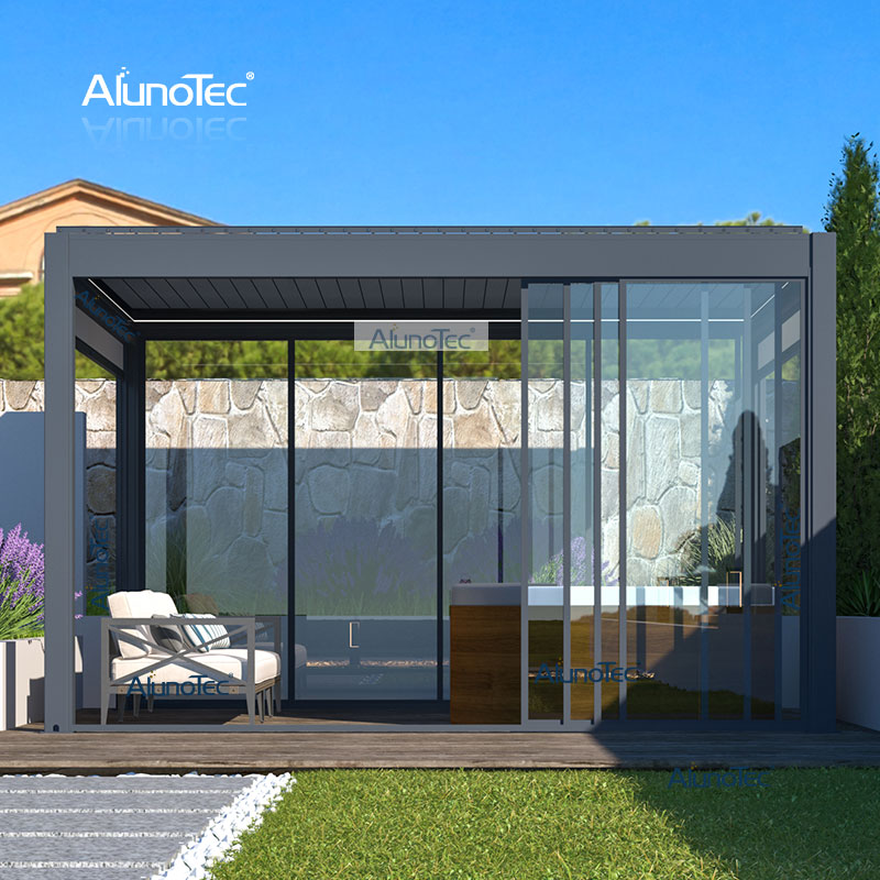 3x3 3x4 3x6 4x6 Meter Weiß Grau Verstellbares Pergola-Regenschutz-Lamellendachsystem 