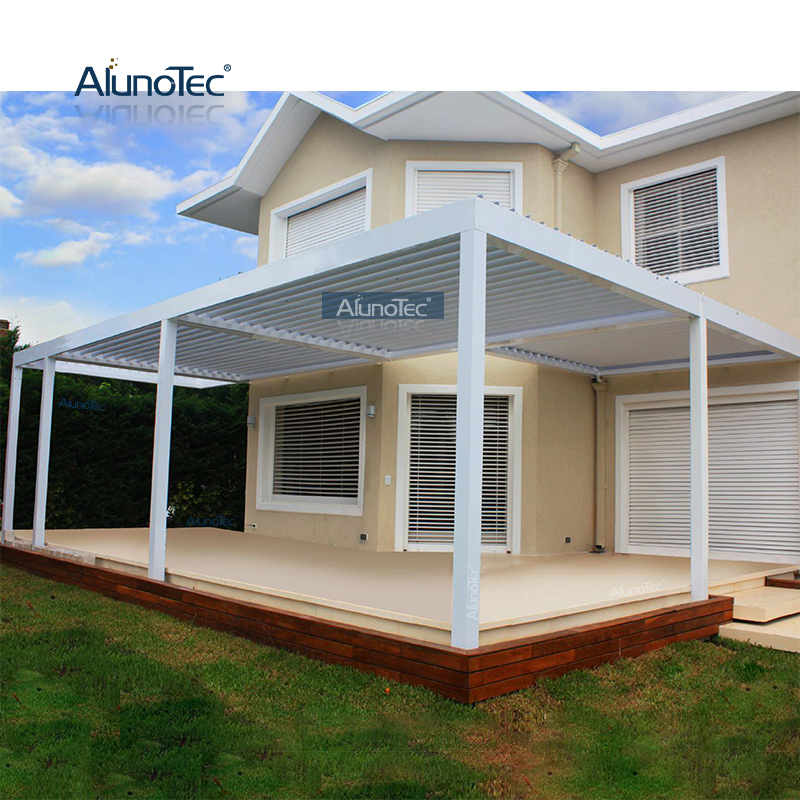 AlunoTec 5,5 MX 4,5 M motorisiertes A-Pergola motorisiertes verstellbares Lamellendach zum Angebot