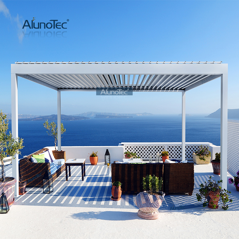 Motorisierte Markise, Faltpavillon, Lamellendach-Pergola mit LED-Leuchten