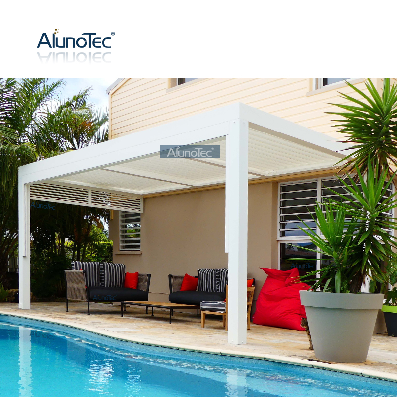An der Wand montierte Aluminium-Sonnenschutzlamellen für Dachpavillons, bioklimatische Pergola-Sets