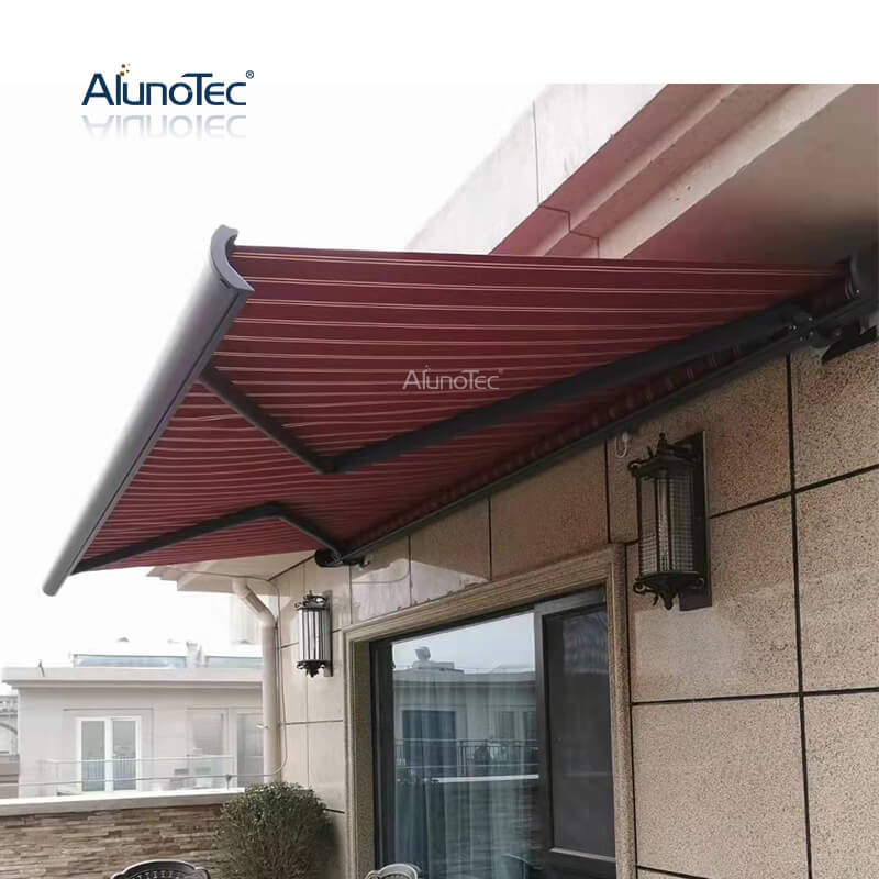 AlunoTec winddichte, motorisierte, einziehbare Pergola-Pavillon-Kassettenmarkise, klappbares Armdach, Vollkassetten-Markise