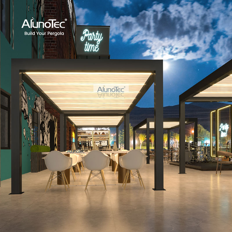 AlunoTec 4 x 4 PergoEco Messgerät, manuelle Lamellen, Pergola für Spa im Freien
