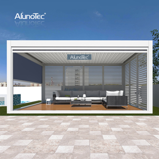 AlunoTec Pergola Motorisierter Dachpavillon mit WPC-Terrassendiele
