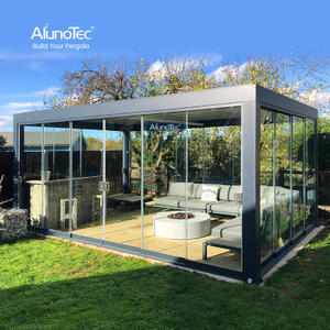 ALUNO 4x3 5x4 6x4m Grau Schwarz Terrassendeck Motorisierte Dachaußenpavillonstruktur 