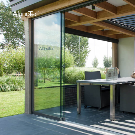 AlunoTec Pergola-Glastüren, Duschtüren, langlebige rahmenlose Schiebetür aus Glas für den Außenbereich