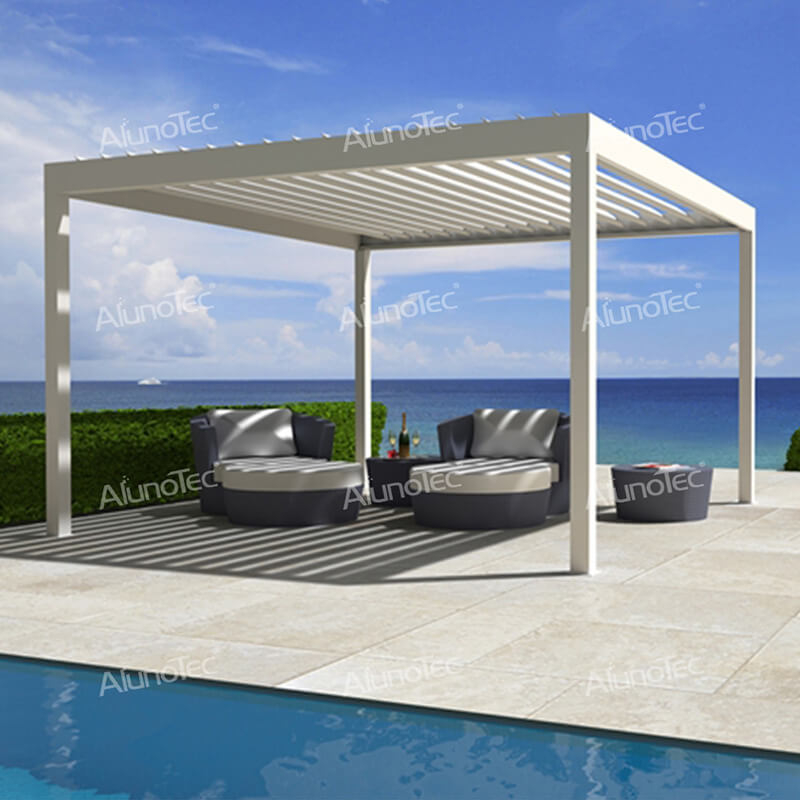 Wasserdichtes motorisiertes Pergola-Pavillonzelt für den Außenbereich mit Reißverschlussschirmen