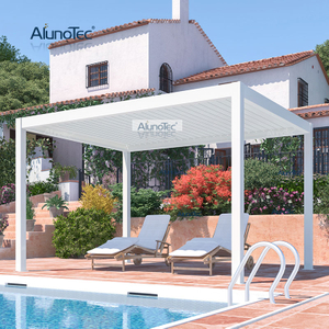 AlunoTec Factory Direct Price Motorisierte/manuell bedienbare Aluminium-Lamellendach-Gartenpavillon, wasserdichte Outdoor-Pergola 