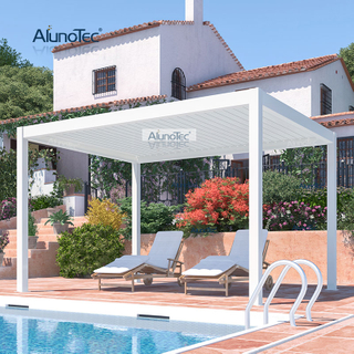 AlunoTec Factory Direct Price Motorisierte/manuell bedienbare Aluminium-Lamellendach-Gartenpavillon, wasserdichte Outdoor-Pergola 