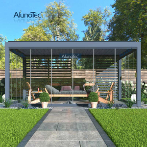 AlunoTec 28 x 12 24 x 22 moderne automatische Lamellenpergola mit Glas und Netz