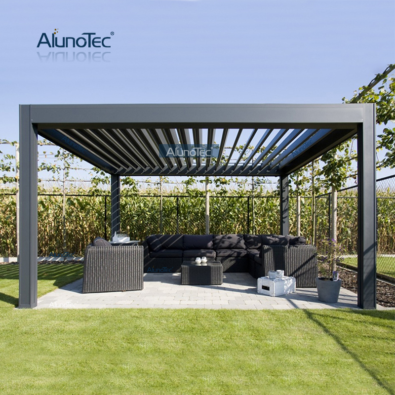 Motorisierte Markise, Faltpavillon, Lamellendach-Pergola mit LED-Leuchten