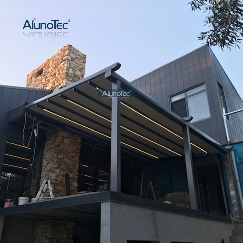 4x4 elektrische Markise, einziehbares Dach, PVC-Leinen-Pergola mit Regensensor