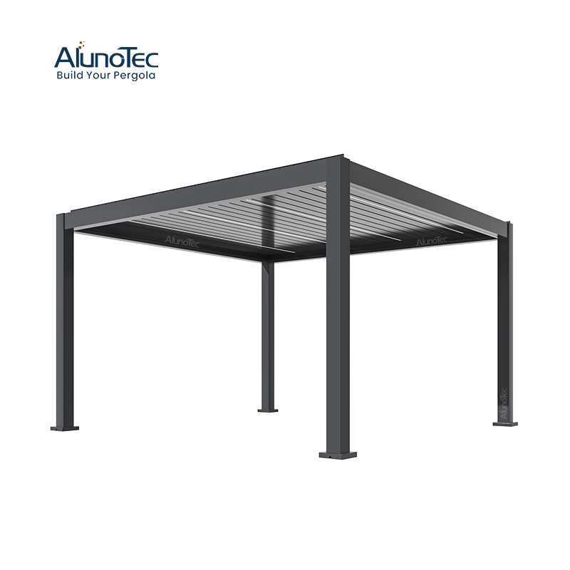  Neu eingetroffen von AlunoTec, 4 x 6 m, nur 4 Pfosten, bioklimatische elektrische Außenjalousien, Flächenstruktur, Pergola