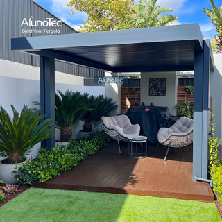 AlunoTec freistehende 6 x 3 m Terrassenüberdachungsstruktur mit Lamellendachsystemen