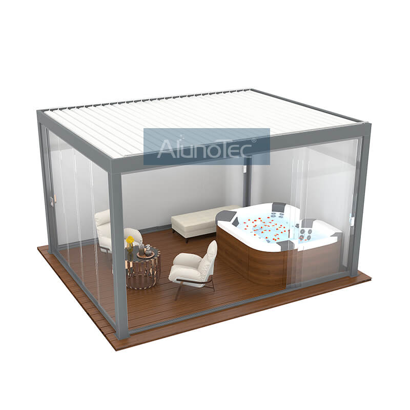 An der Wand montierte Aluminium-Sonnenschutzlamellen für Dachpavillons, bioklimatische Pergola-Sets