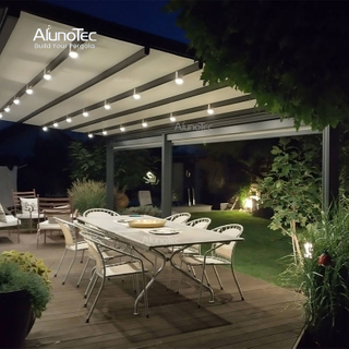 AlunoTec 100 % wasserdichtes, einziehbares System, 4,5 x 6,5 m, Struktur für Hotels, Restaurants, Terrassen im Freien
