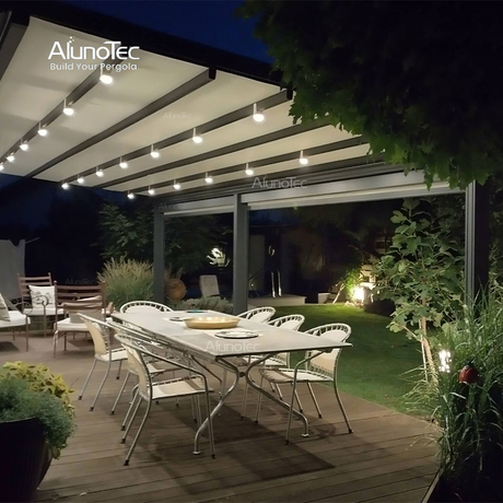 AlunoTec 100 % wasserdichtes, einziehbares System, 4,5 x 6,5 m, Struktur für Hotels, Restaurants, Terrassen im Freien