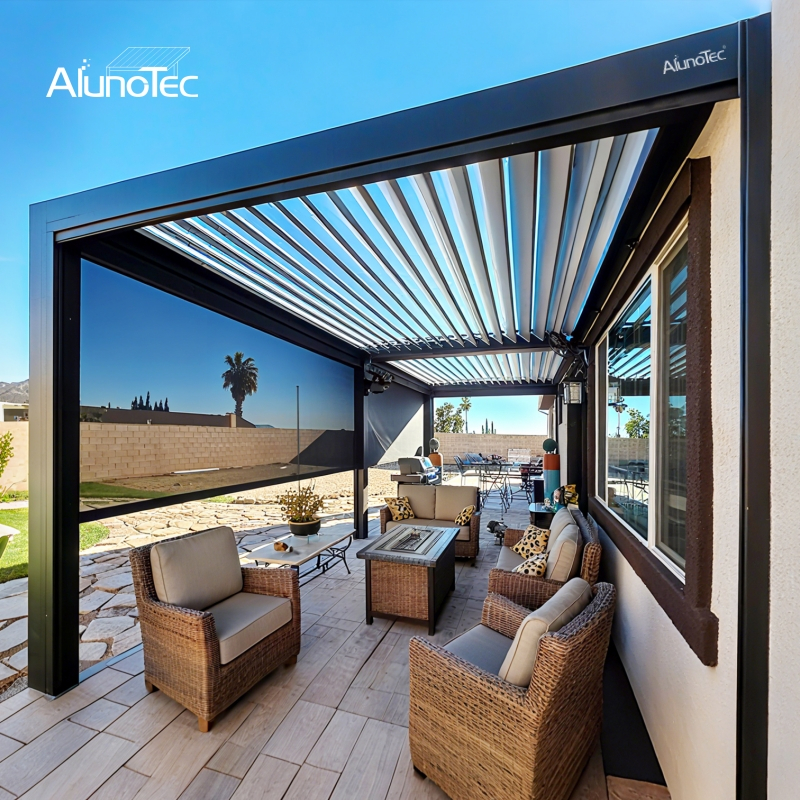 AlunoTec 5x5 5x6 Terrassenüberdachung Elektrisch Ausfahrbar Wasserdicht